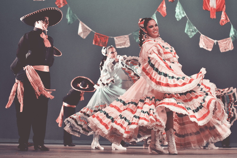 traditional clothing, woman, indoors, adult, stage, 5K, dancer, mariachi, costume, mexican, celebration, group of people, full length, people, performing arts event