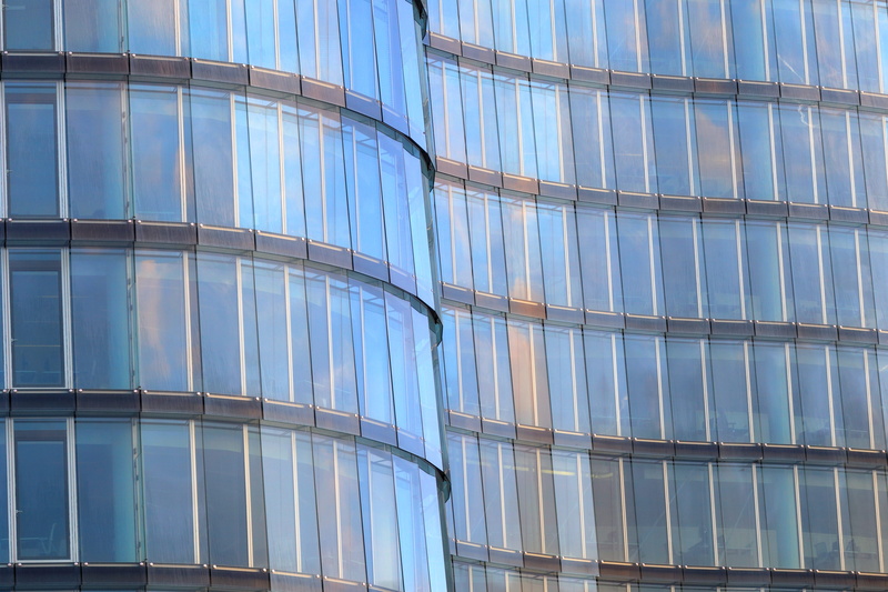 office, apartment building, skyscraper, modern, shutter, skylight, window, city, high rise, banister, full frame, building exterior, reflection, building