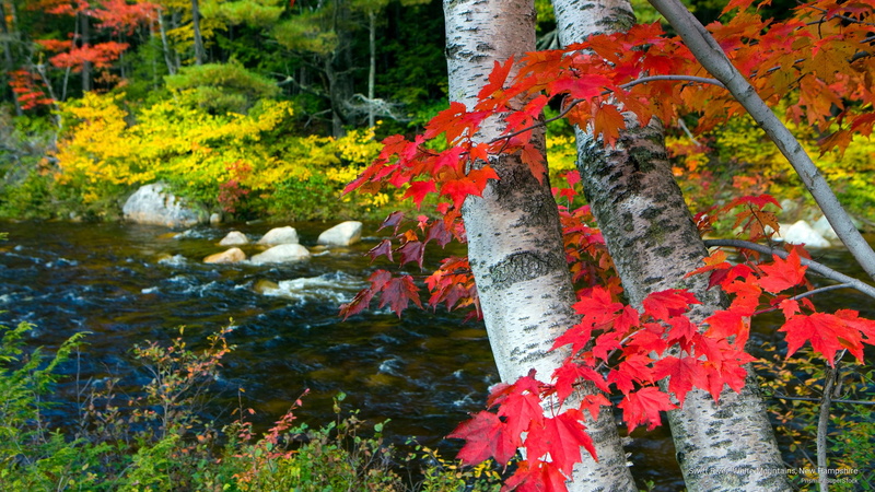 new, mountains, Fall, hampshire, 2K, white, swift, river