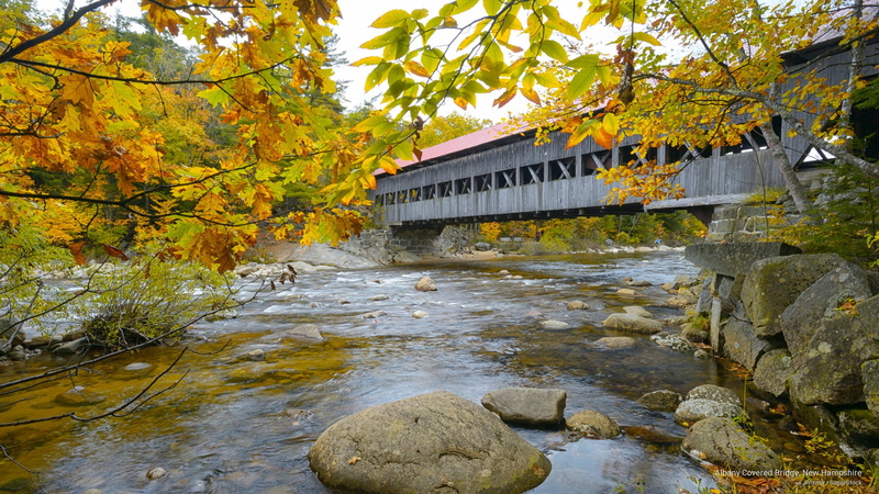 Fall, covered, hampshire, albany, bridge, new, 2K