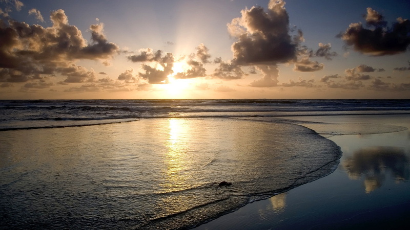sunset, Coast, sunrise, sea, Vignette, Horizon, sunlight, Crepuscular Rays, beach, 1080P