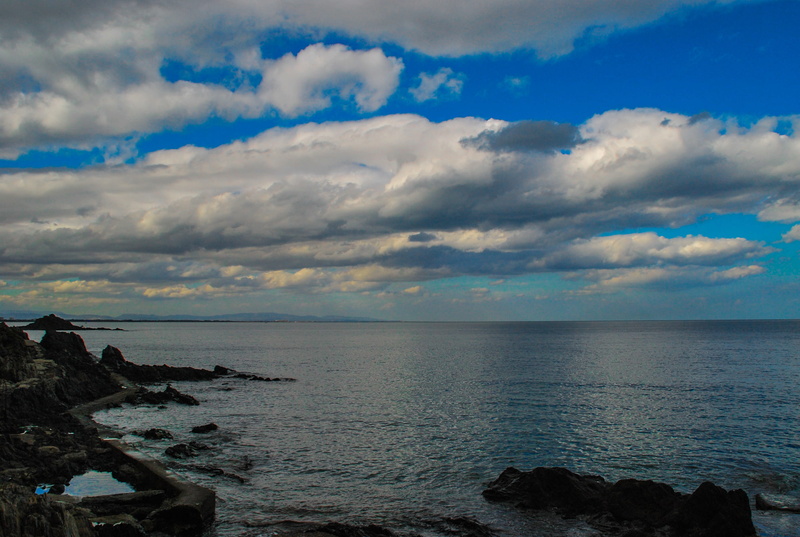 landscape, rock - object, nature, rock, day, solid, cloud - sky, france, scenics - nature, colliure, land, bue, beach, horizon over water, tranquil scene