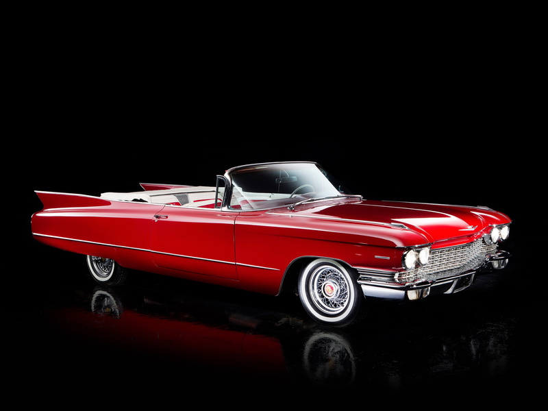 4K, 1960, Convertible, black background, Sixty-Two, Cadillac
