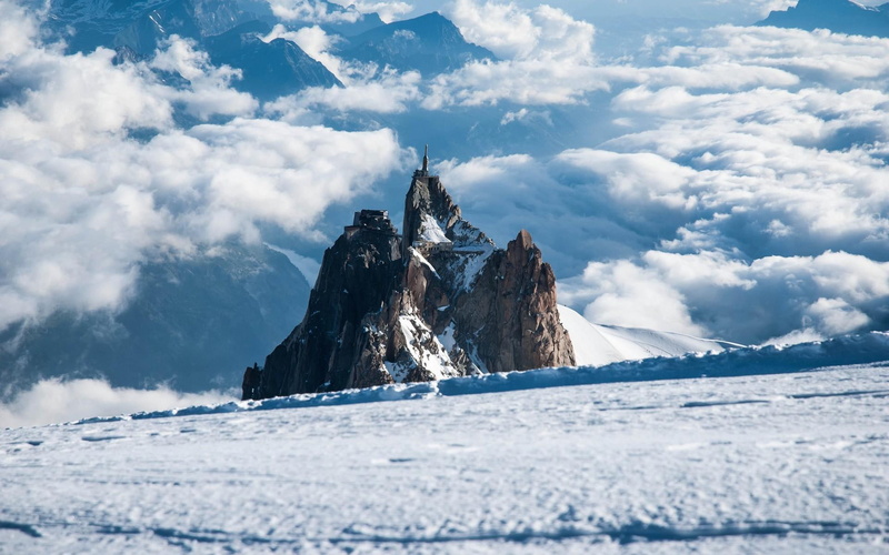 white, mountain, nature and landscapes, photography, 1080P, blue, clouds, nature, lone, beauty