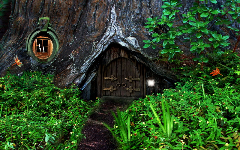 hobbit, fantasy, forest, house, home, 2K, trees