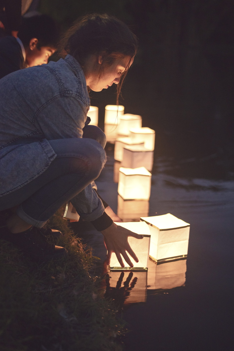 side view, female, nature, lanterns, lake, iran, illuminated, wood - material, one person, paper, festival, sitting, woman, lamp, lifestyles, outdoors