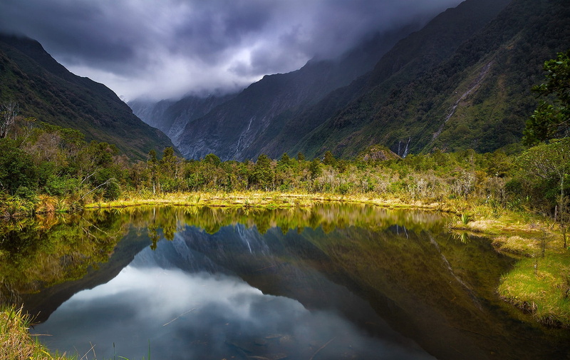 New Zealand, environment, nature, sky, mountain, clouds, tranquility, mountain peak, reflection, scenics - nature, outdoors, tranquil scene, contemplation