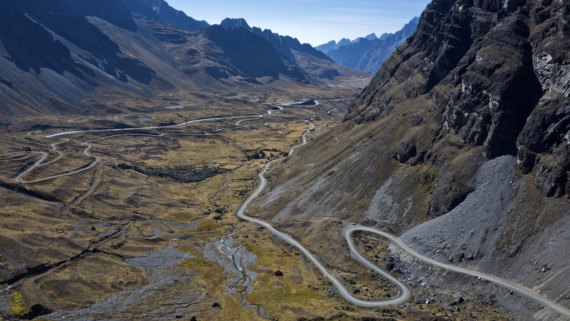 formation, sky, track, rock - object, physical geography, scenics - nature, road, aerial, mountain peak, nature, mountain range, tranquil scene, no people