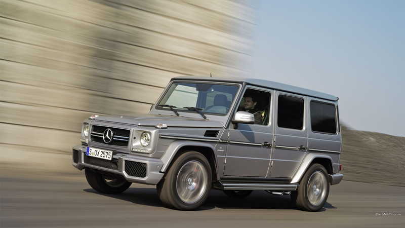 Mercedes G-Class, clear sky, no people, side view, road, motion, grey, wheel, motor vehicle, tire, transportation, truck, mercedes, vehicle, mode of transportation