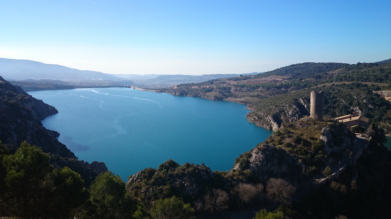 torreciudad, tranquility, blue, idyllic, 4K, tree, scenics - nature, panoramic, mountain, high angle view, no people, bay, huesca, landscape, non-urban scene