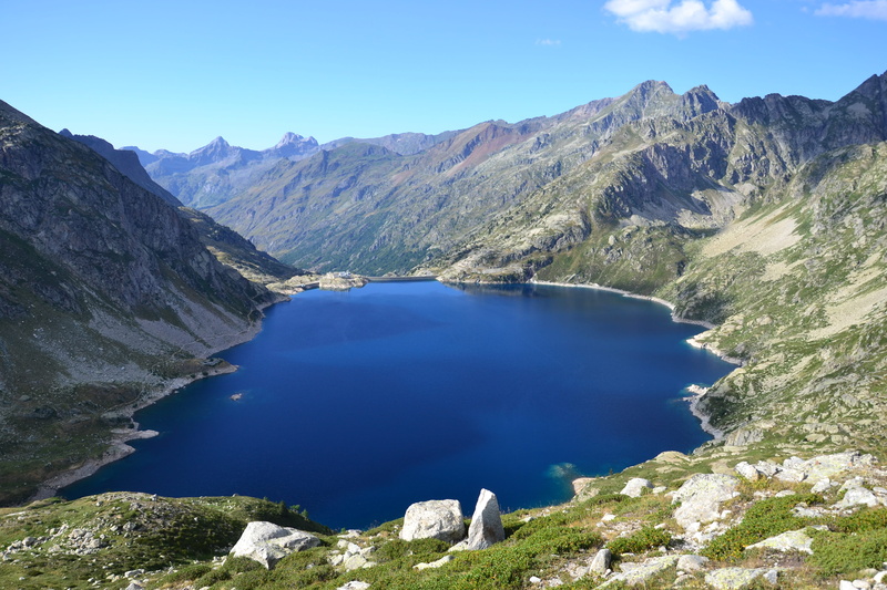 daylight, clear sky, view, beauty in nature, environment, high angle view, mountains, mountain range, aerial, nature, tranquility, pyrenees, blue, rocks