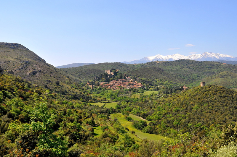 castelnou, tree, day, french, pyrenees, mountain, beauty in nature, nature, 4K, sky, tranquil scene, no people, mountains, france, architecture, scenics - nature