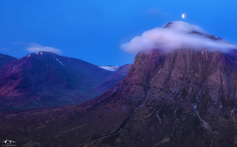 tranquility, sky, mountain range, BeinnaChrulaiste, Moon, canon6d, scenics - nature, chrulaiste, tranquil scene, Mountains, Landscape, morningmist, Nature