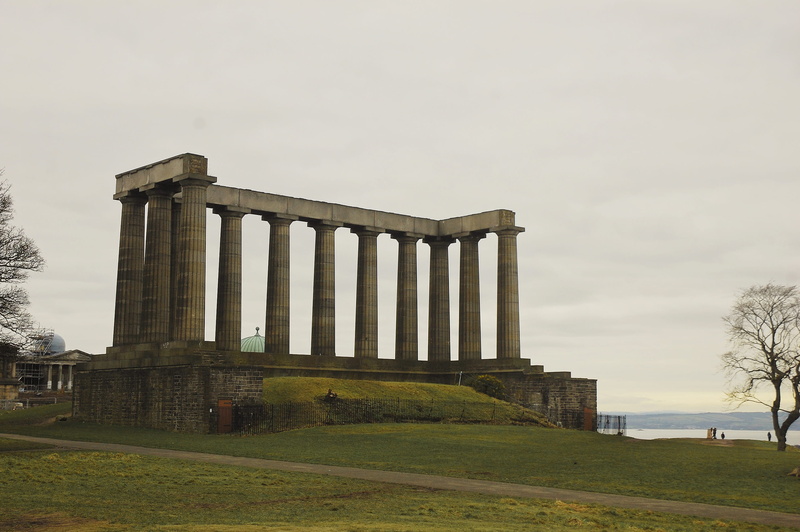 city, the past, travel destinations, old ruin, no people, edinburgh, hill, land, day, colonnade, vintage, grass, ruined, architecture, top view, sky, outdoors