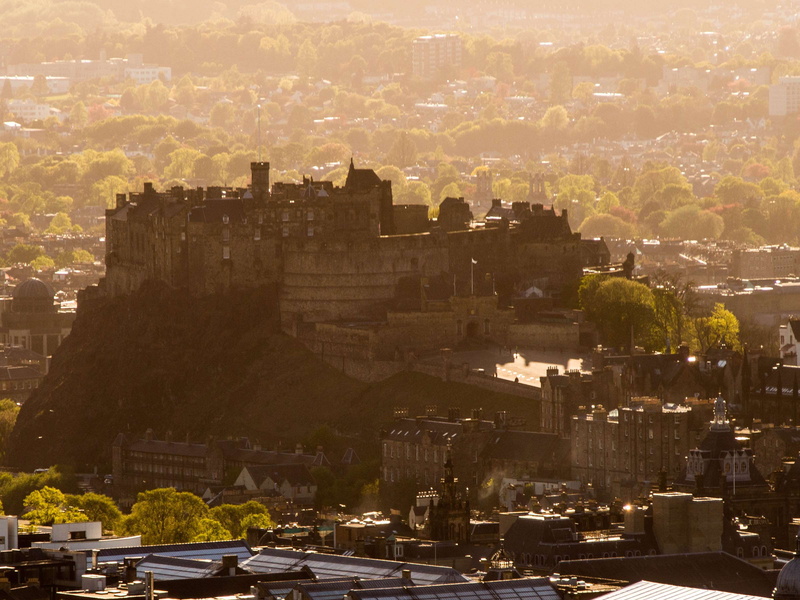 nature, scotland, tourism, cityscape, the past, building exterior, history, building, high angle view, sunlight, built structure, outdoors, edinburgh castle
