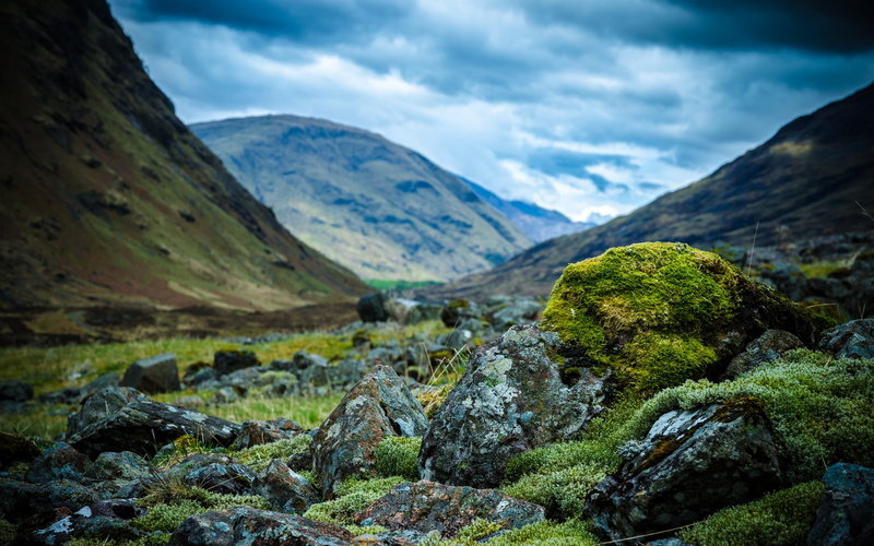 highlands, 2K, landscape, rock, scottish, formation, rocks, green, mountains