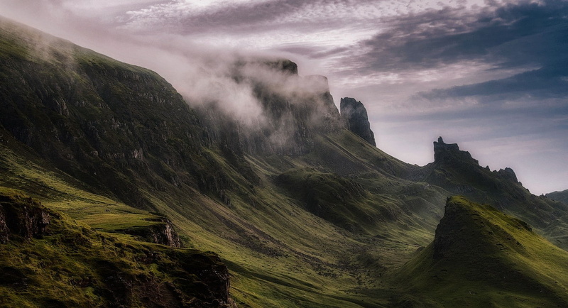 cliff, landscape, daylight, Scotland, mountains, clouds, nature, 720P