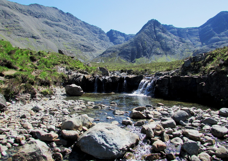 black, scottish, beauty in nature, no people, rock, river, environment, Isle Of Skye, plant, Fairy Pools, mountain range, 4K, cuillin, flowing water, non-urban scene