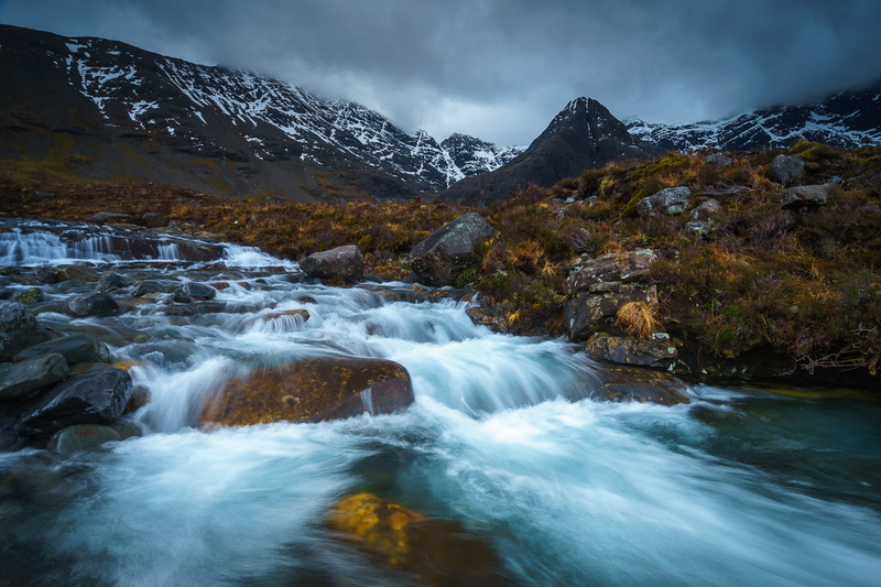body, Scotland, time lapse photography, wide  angle, time, fairy  pools, water, 480P, near, rock - Object, outdoors, body of water, nature, Landscape