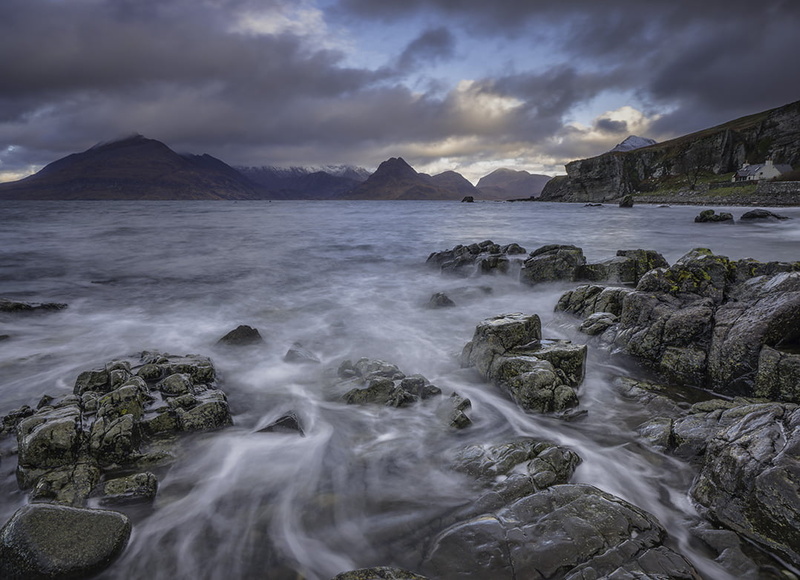 photography, seascape, scenics, sea  waves, gray, cloud, rock, mountains, outdoors, Cuillins, Scotland, 480P, mountain, Storms, Elgol, landscape, water