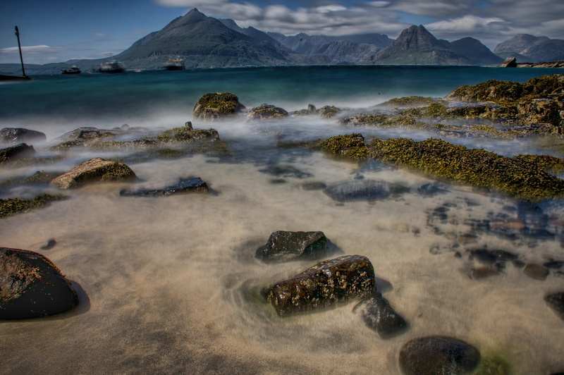 body of water, painting, mountains, scenics, body, Harbour, Loch Coruisk, coastline, beach, island, rock - Object, landscape, Skye  Cuillin, Elgol, sea