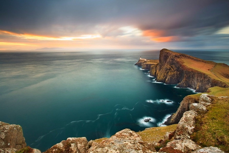 beauty in nature, horizon, beach, nature, land, landscape, rock, cliff, sunset, horizon over water, sunrise, Coast, outdoors, bay, cloud - sky, dramatic sky