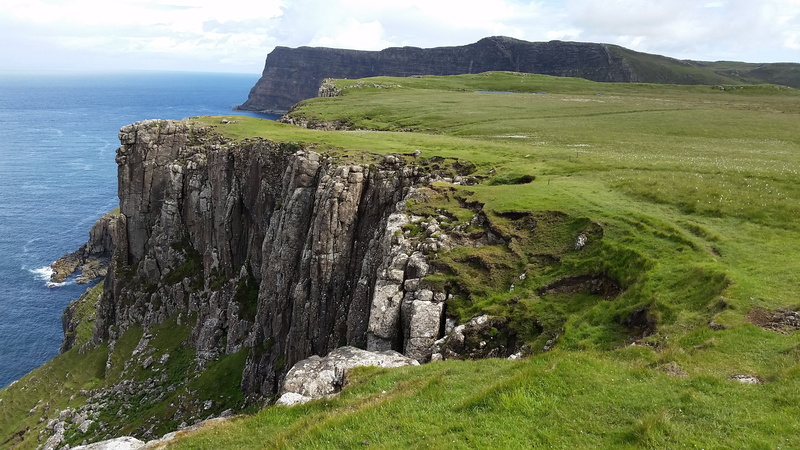 beauty in nature, scenic, water, plant, sea, beach, rock - object, scotland, land, nature, neist-point, cliff, scottish-highlands, skye, scottish, green color