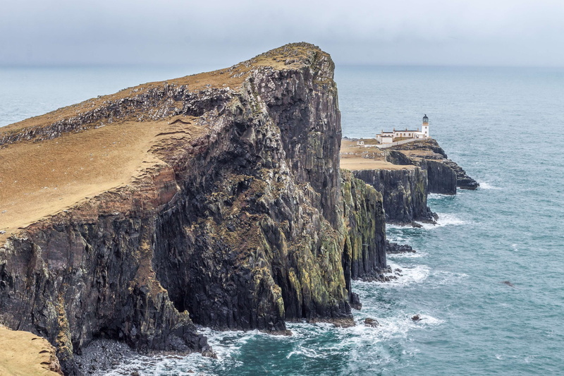rock formation, horizon, tranquil scene, surf, coastline, waves, solid, nature, travel, coastal, beauty in nature, seashore, stack rock, tranquility, scotland