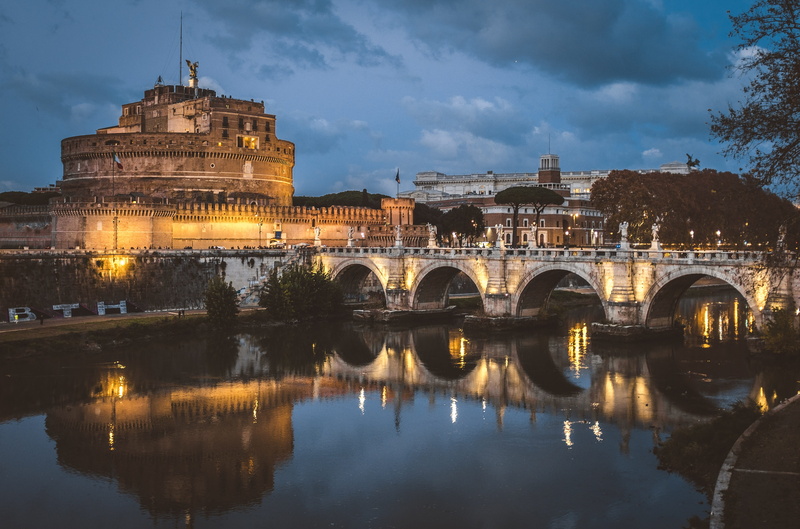 built structure, famous, castel, tiber, roman, bridge, rome, tourism, landmark, monument, sant, capital, travel, river, sky, ancient, castle, connection