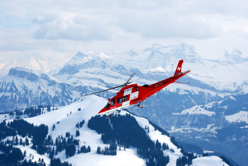 propeller, red, transportation, high Up, sky, winter, tree, flying, daytime, switzerland, glacier, outdoors, blue, vacations, mountain Range, landscape