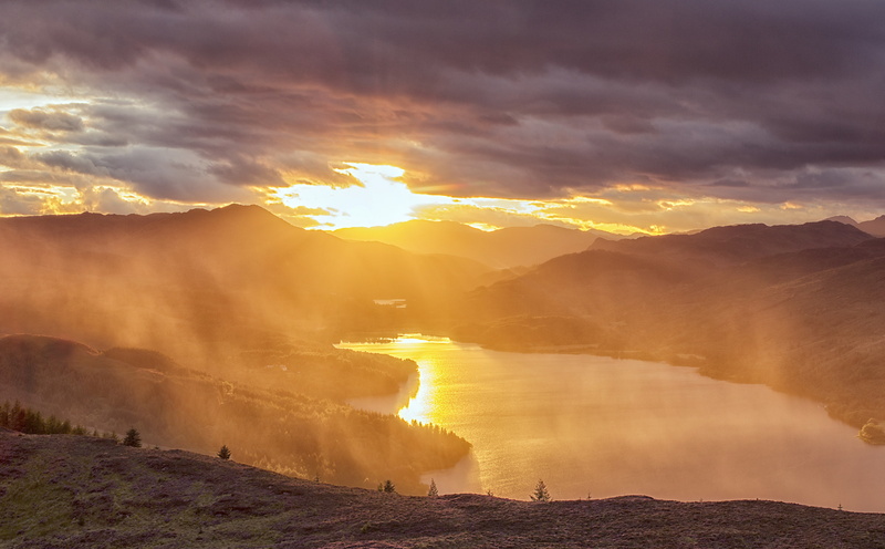 sunlight, 5K, Scenery, Outdoors, cloud - sky, Sunset, astonishing, Europe, Amazing, travel, beauty in nature, scenics - nature, lochvenachar, mountain