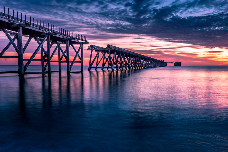 view, Canon EF, beach, Pier, F4, 4K, Canon 6D, England, Water, sea, Sunrise, nature, Steetley, HDR, bridge - Man Made Structure, sunset, 35mm, dusk, uk