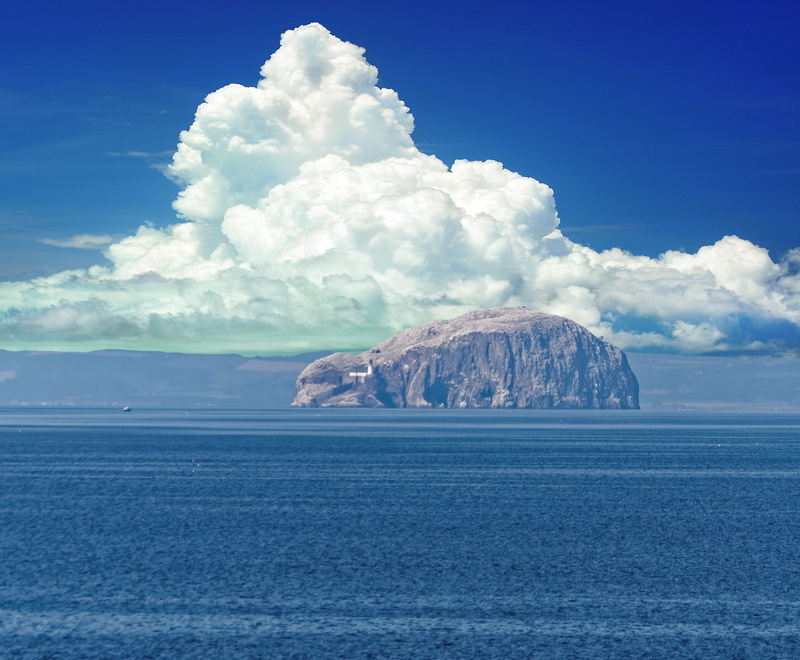 forth, tranquil scene, day, outdoors, river, sea view, east lothian, sky, no people, estuary, scenics - nature, Bass Rock, Sea, uk, tranquility, rock - object