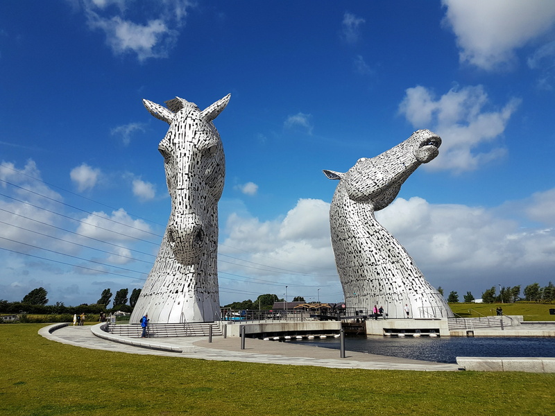travel destinations, statues, the past, outdoors, park - man made space, day, water, no people, horses, plant, scotland, memorial, sky, park, 4K, art and craft