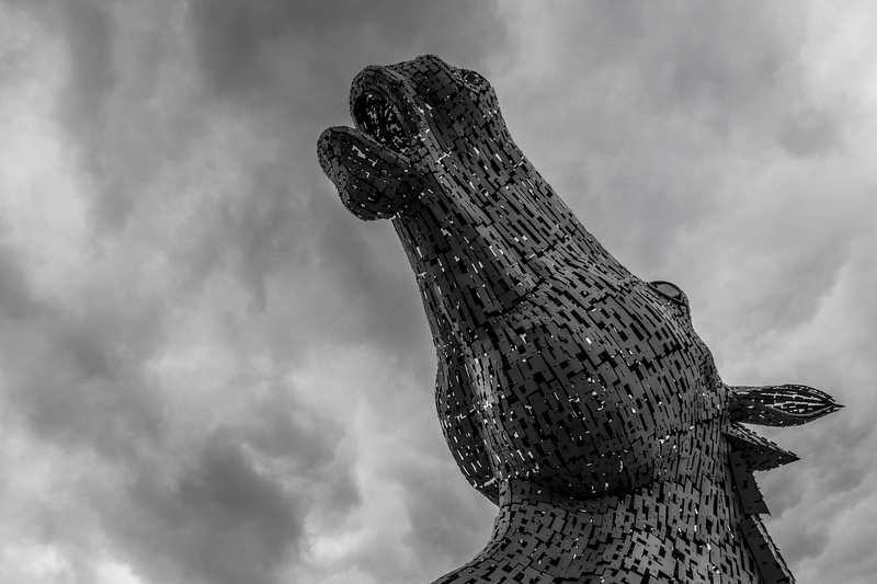lizard, day, animal body part, scotland, nature, no people, animal head, outdoors, sky, low angle view, vertebrate, the past, horse head, sculpture, cloud - sky