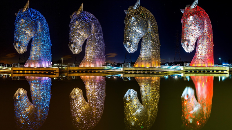 falkirk, 5K, waterfront, the helix, grangemouth, night, nature, fish, united kingdom, horse, the kelpie, horses, hanging, scotland, side by side, eu, seafood