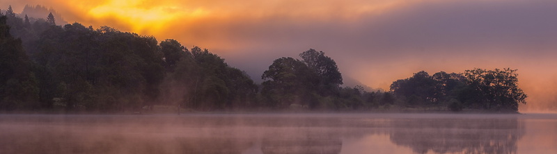 sunset, no people, outdoors, reflection, beauty in nature, fog, cloud - sky, breaking, plant, scenics - nature, Europe, landscape, dawnmist, tranquility