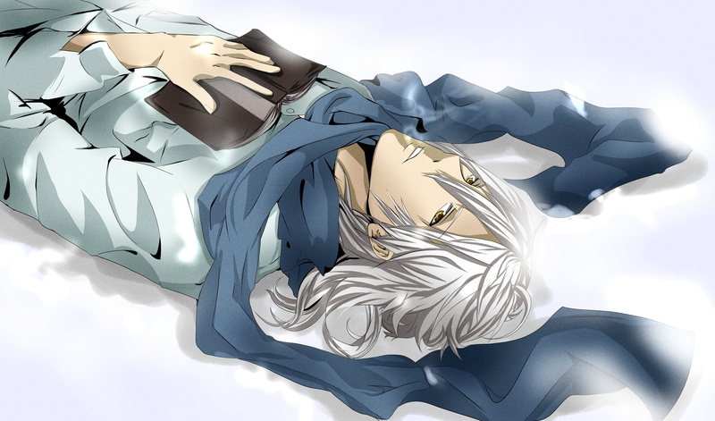 representation, scarf, 4K, blue, haired, anime, close-up, computer Graphic, craft, nature, book, sky, environment, Makishima Shougo, cloud - sky, outdoors