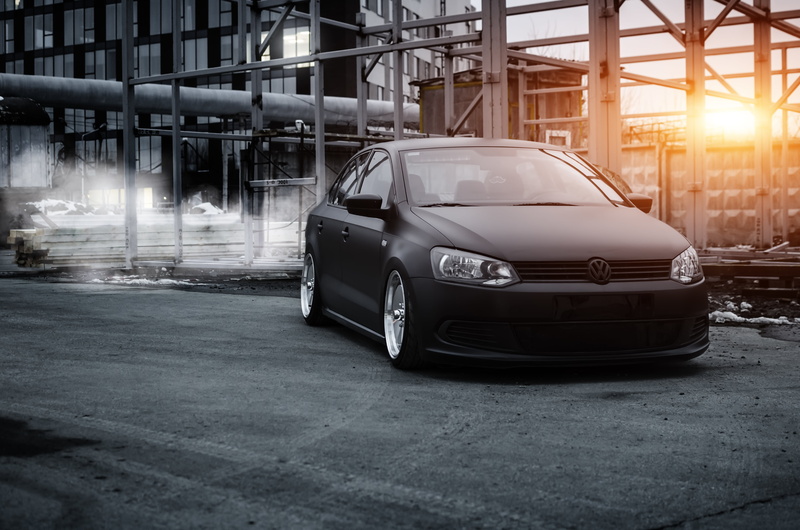 bagged, no People, airlift, black, polo, stance, city Life, polosedan, wheel, modern, mode of transportation, parking, road, industry, retro styled, travel