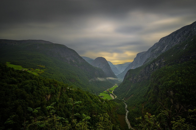 Norway, cloud - sky, summer, nature, no people, 1080P, mountain range, canyon, sky, leafed, scenics - nature, mountain, trees, non-urban scene, house