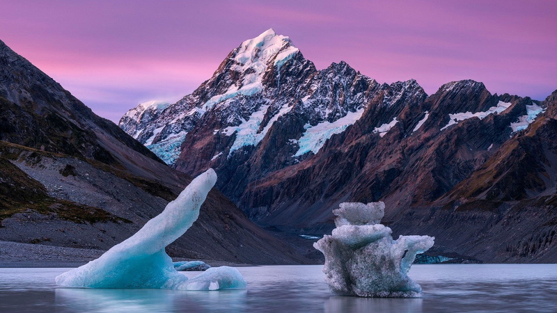mount cook, 1080P, hooker glacier, new zealand, ice, tarn, aoraki/mount cook national park, wilderness, glacier, glacial lake, national park, aoraki / mount cook