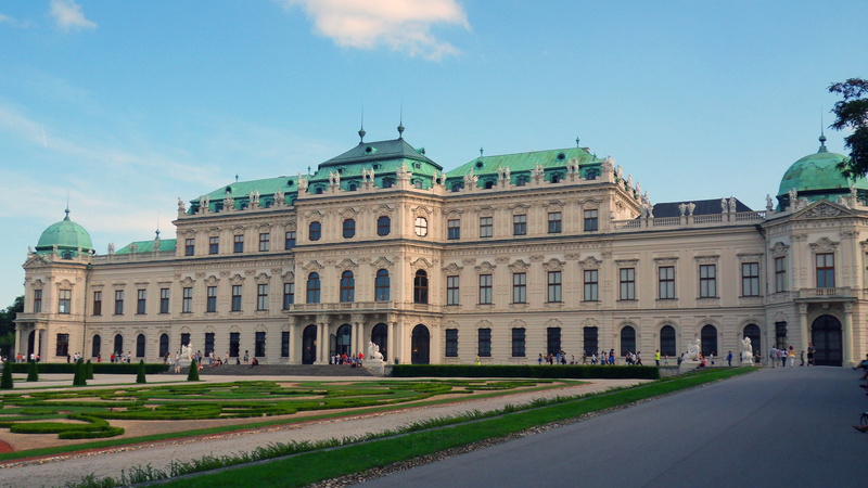 authority, facade, travel destinations, castle, vienna, cloud - sky, history, baroque, austria, grass, green, nature, building, sky, palace, 4K, building exterior