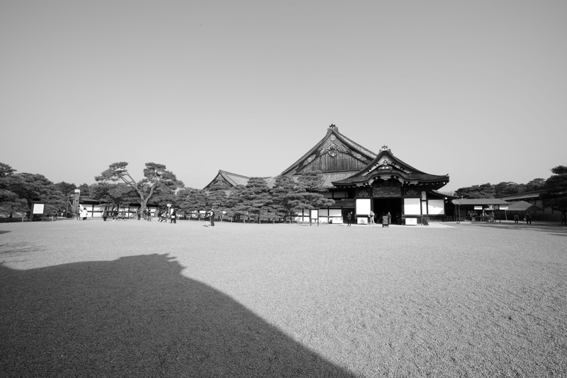 japan, sunlight, olden japan, built structure, travel, past, building, tourism, outdoors, copy space, day, house, wide angle, building exterior, black and white