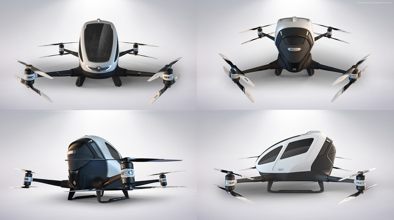 EHang 184, flying machine, Drone, 2K, CES 2016