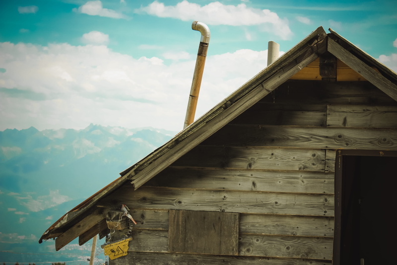 building exterior, outdoors, cloud - sky, low angle view, shepherd, building, residential district, architecture, window, old, hut, house, autrans, built structure