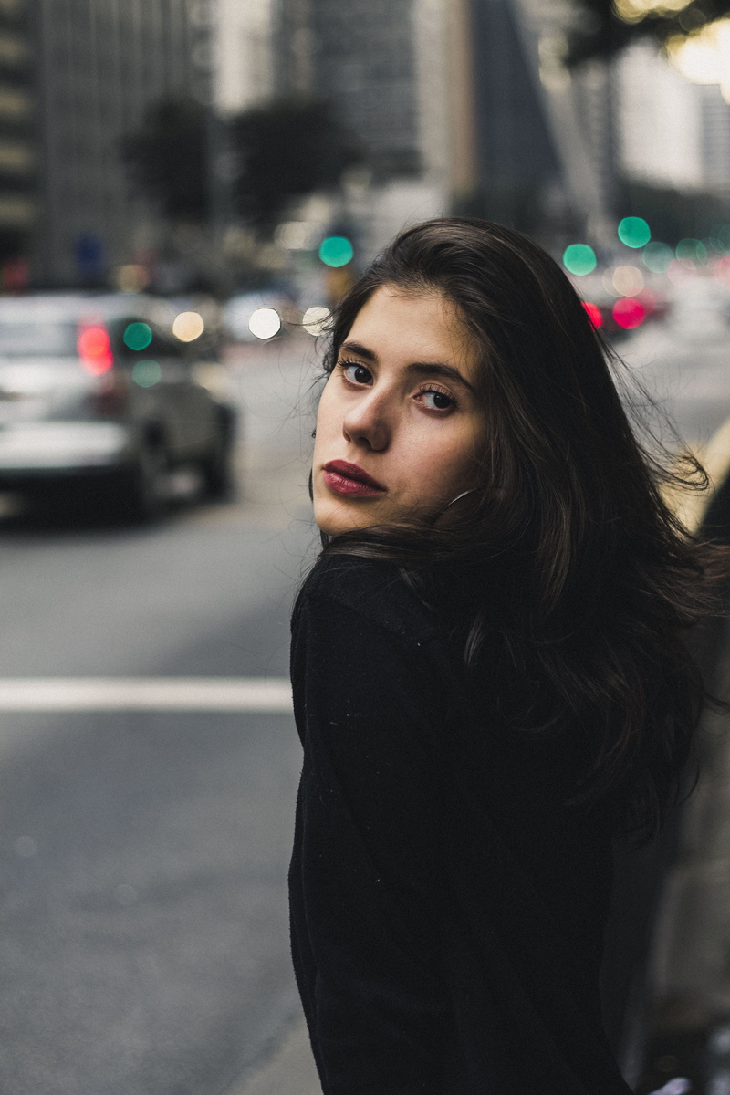 outdoors, portrait, sidewalk, young adult, young women, dayime, leisure activity, mode of transportation, standing, cars, one person, 4K, transportation