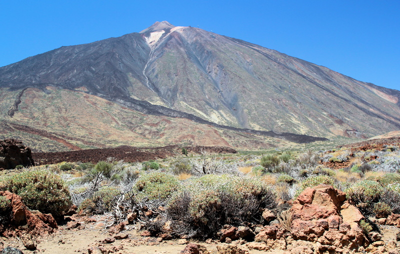 dirt road, arid climate, mountain peak, spain, non-urban scene, wasteland, slope, outdoors, sky, mount teide, ground, plant, land, scenics - nature, volcanic landscape
