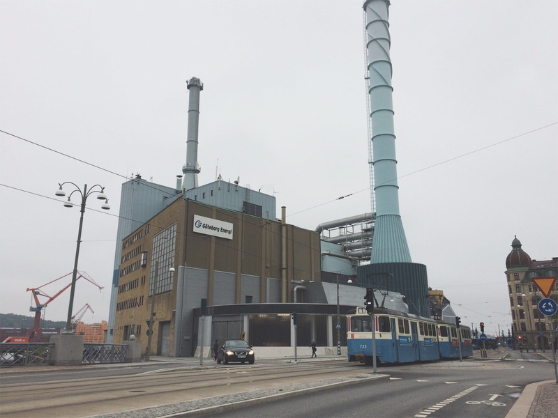 sky, nature, outdoors, mode of transportation, energyplant, road, building, tram, built structure, göteborg stenpiren, sweden, clear sky, building exterior
