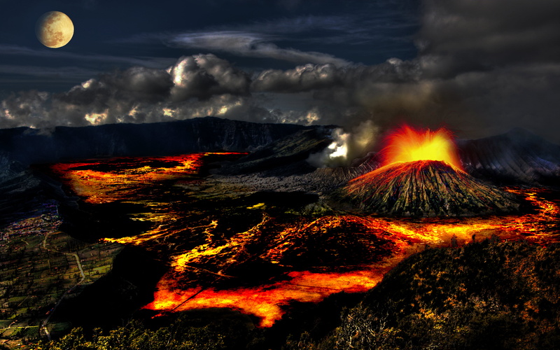 lava, night, cloud - sky, sky, 4K, outdoors, land, power in nature, burning, active volcano, geology, crater, no people, nature, erupting, volcano, smoke - physical structure