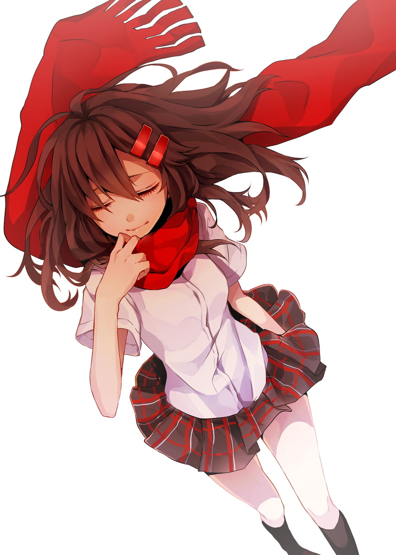 1080P, Kagerou Project, anime, white shirt, skirt, Tateyama Ayano, brunette